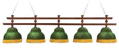 Лампа Ливерпуль 5пл. ясень (№5,бархат зеленый,бахрома желтая,фурнитура золото)