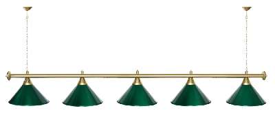 Лампа STARTBILLIARDS 5 пл.,штанга золото (плафоны зеленые)