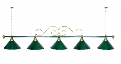 СТ Лампа Аристократ 5пл. металл (плафоны зеленые, штанга зеленая, фурнитура золото)