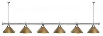 Лампа STARTBILLIARDS 6 пл. (плафоны хром,штанга антик медь,фурнитура золото)