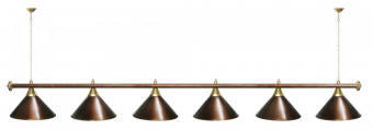 Лампа STARTBILLIARDS 6 пл. (плафоны хром,штанга антик медь,фурнитура золото)