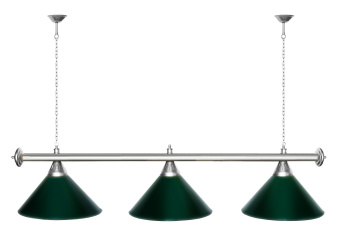 Лампа STARTBILLIARDS 3 пл. (плафоны зеленые,штанга зеленая,фурнитура хром)
