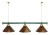 Лампа STARTBILLIARDS 3 пл. (плафоны зеленые,штанга зеленая,фурнитура золото,доп. крепление по центру, питание по центру)