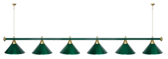 Лампа STARTBILLIARDS 6 пл. ТЕСТ (плафоны зеленые,штанга хром,фурнитура хром)