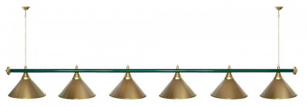 Лампа STARTBILLIARDS 6 пл. (плафоны хром,штанга антик медь,фурнитура золото)