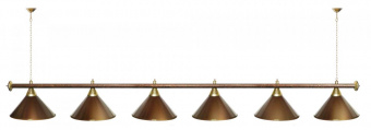 Лампа STARTBILLIARDS 6 пл. (плафоны хром,штанга антик медь,фурнитура золото)