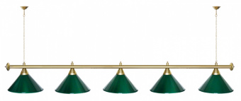 Лампа STARTBILLIARDS 5 пл.,штанга золото (плафоны зеленые)