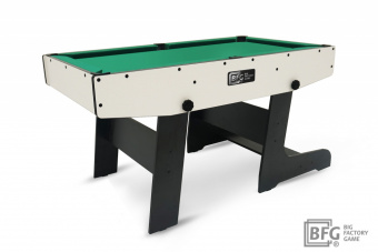 Бильярд BFG Compact Moby 4 (Стандарт) (Пул, серый/черный (ЛДСП), ЛДСП_16, Manchester 45 Yellow green ш1,98м, Х/б сетка)