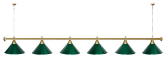 Лампа STARTBILLIARDS 6 пл. (плафоны зеленые,штанга зеленая,фурнитура хром)