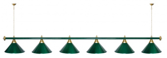 Лампа STARTBILLIARDS 6 пл. металл (плафоны зеленые,штанга зеленая)